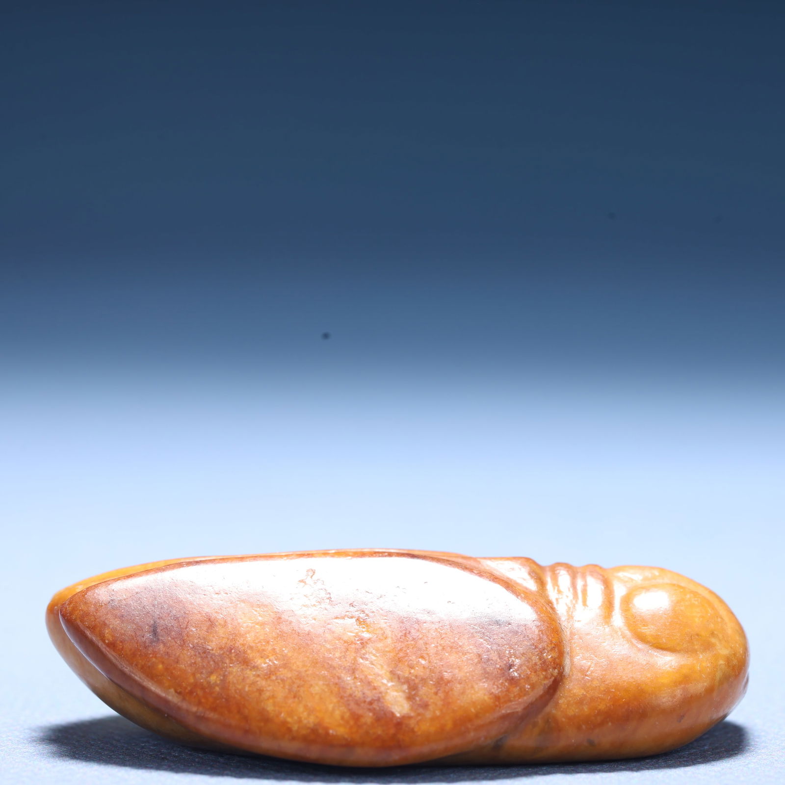 An Archaic Hongshan Culture Yellow Jade Cicada Ornament: An Archaic Hongshan Culture Yellow Jade Cicada Ornament,Ancient Time,China,Size:2.2inx1.3inx0.5in,Weight:42.9g 红山文化黄玉蝉摆件,中国