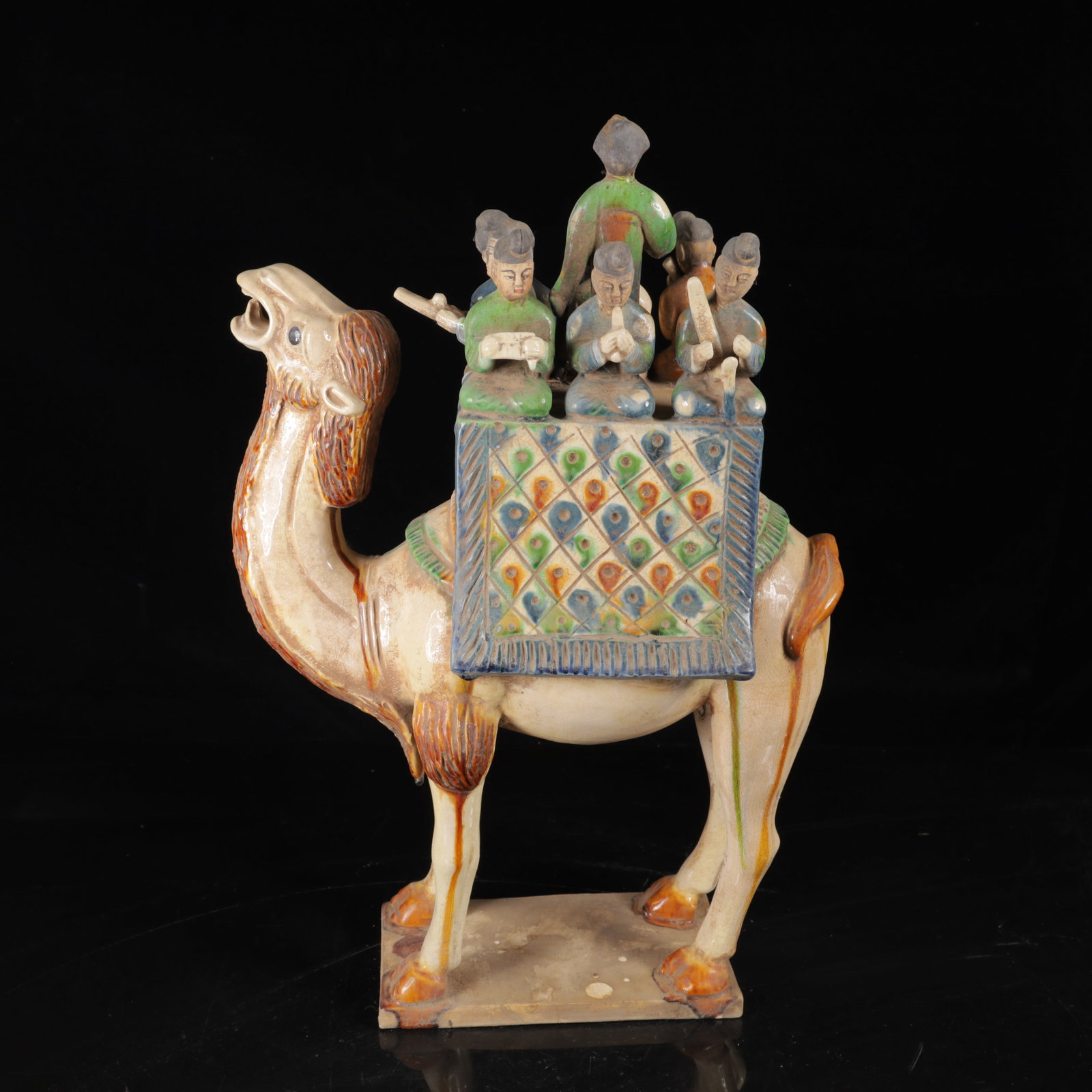 An Exquisite Tang Tri-Color Glazed Pottery Animal? Ornament: An Exquisite Tang Tri-Color Glazed Pottery Animal人 Ornament,Tang Dynasty,China,Size:18.1inx13inx6.7in,Weight:4460g 