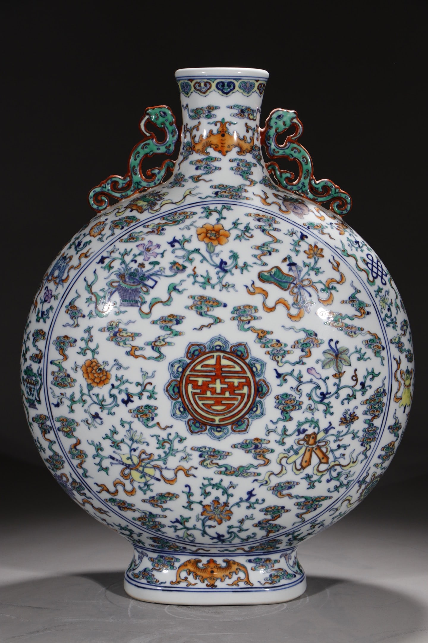 An Exquisite Doucai Painted Gold Eight Treasures Pattern Double-Ears Vase - 7