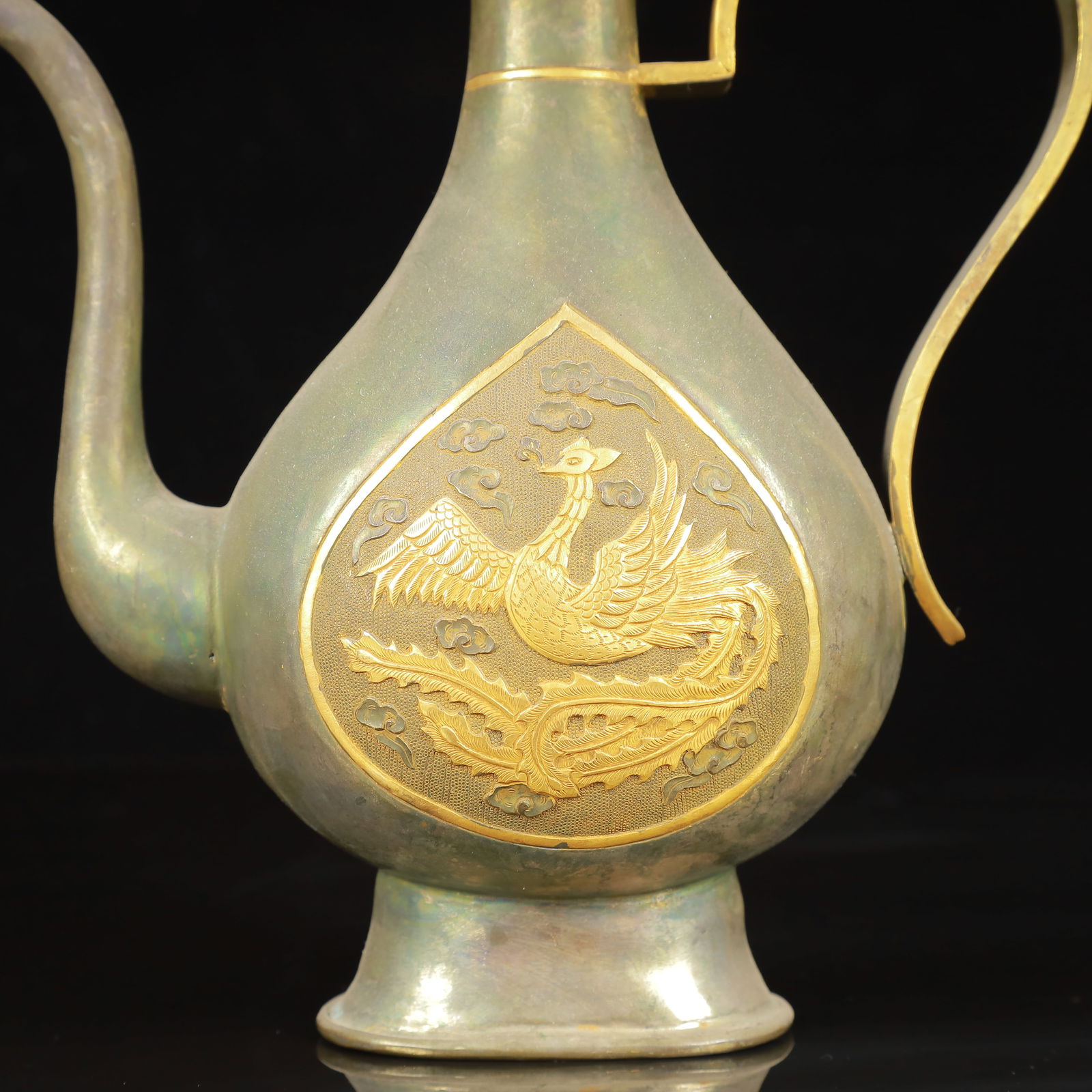An Exquisite Gilt Silver Phoenix Pattern Ewer - 3