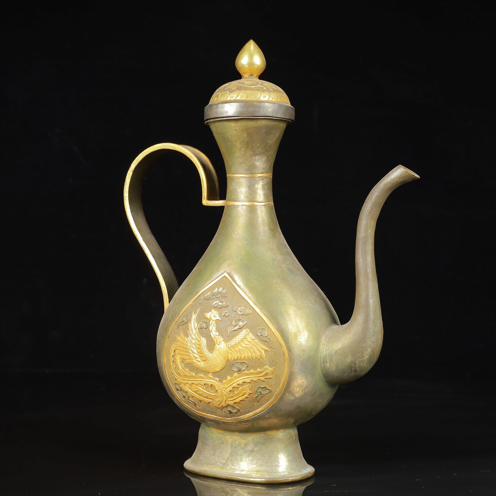An Exquisite Gilt Silver Phoenix Pattern Ewer - 6