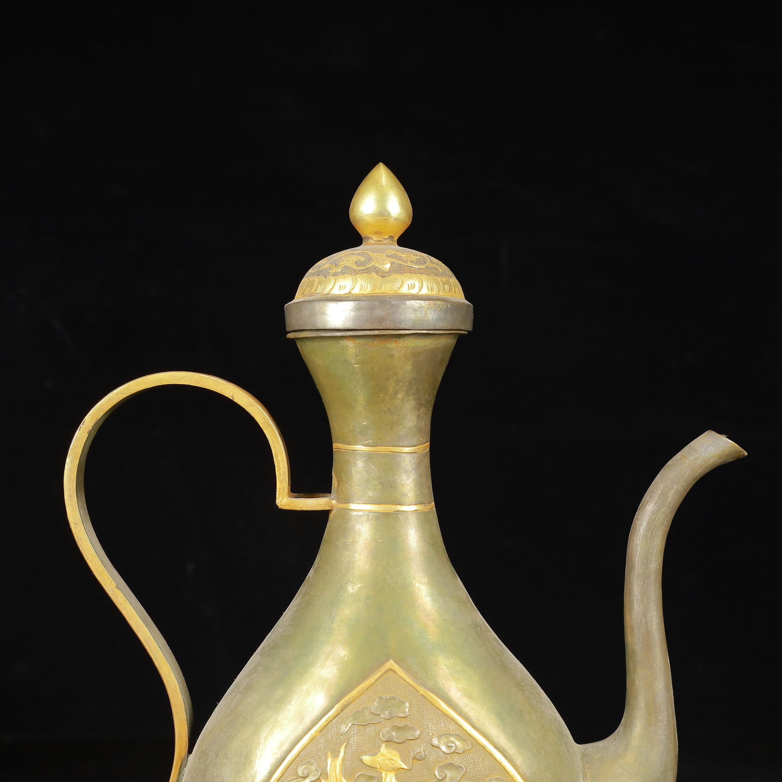 An Exquisite Gilt Silver Phoenix Pattern Ewer - 8