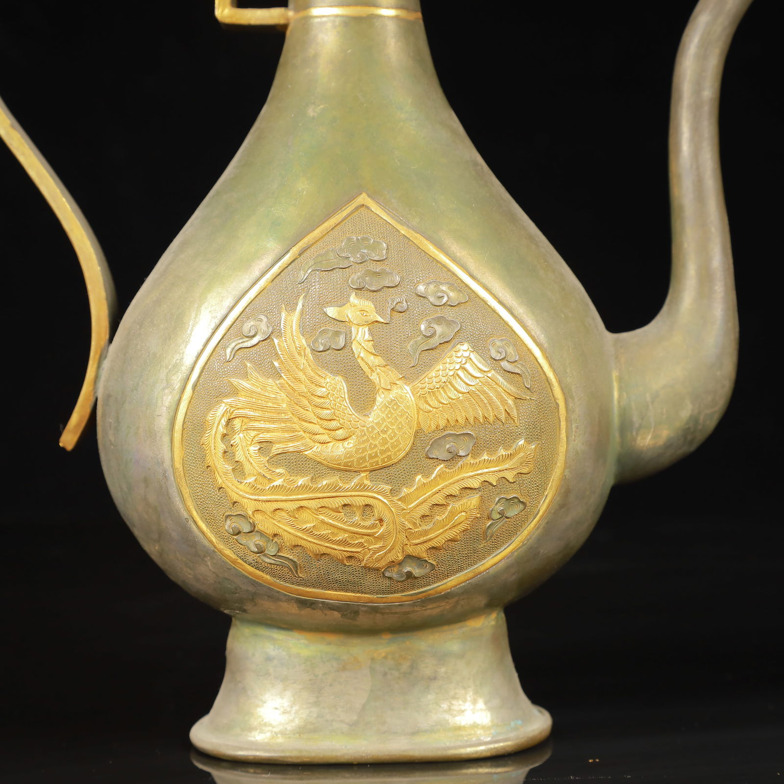 An Exquisite Gilt Silver Phoenix Pattern Ewer - 9