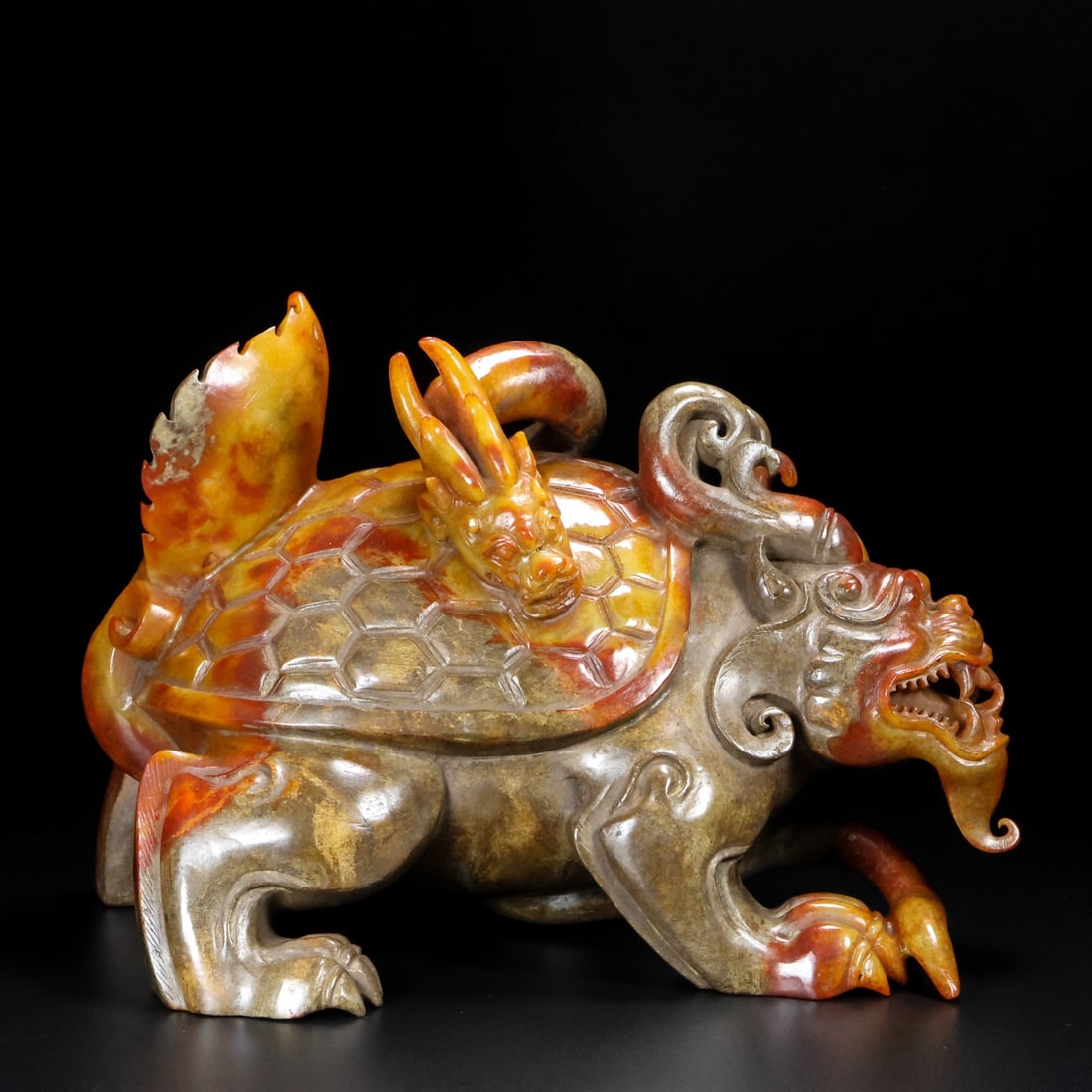 An Exquisite Archaic Jade Dragon and Turtle Ornament (1 of 9)