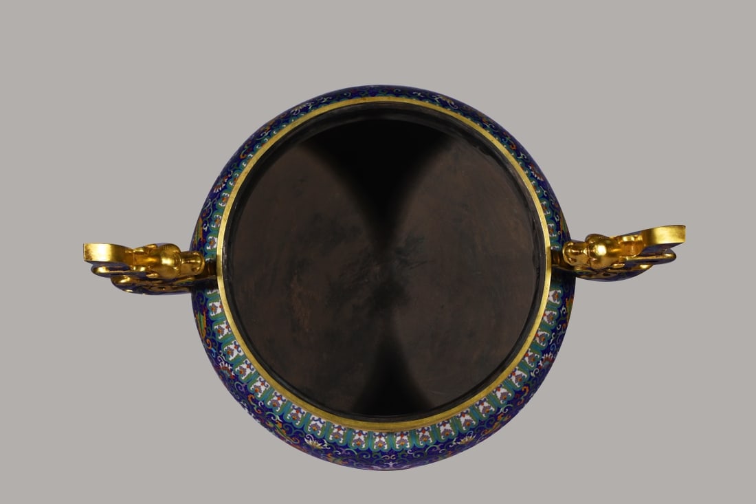 A Pair of Huge Cloisonne Enamel Lotus Pattern Dragon-Ears and Beast Legs Censers - 7