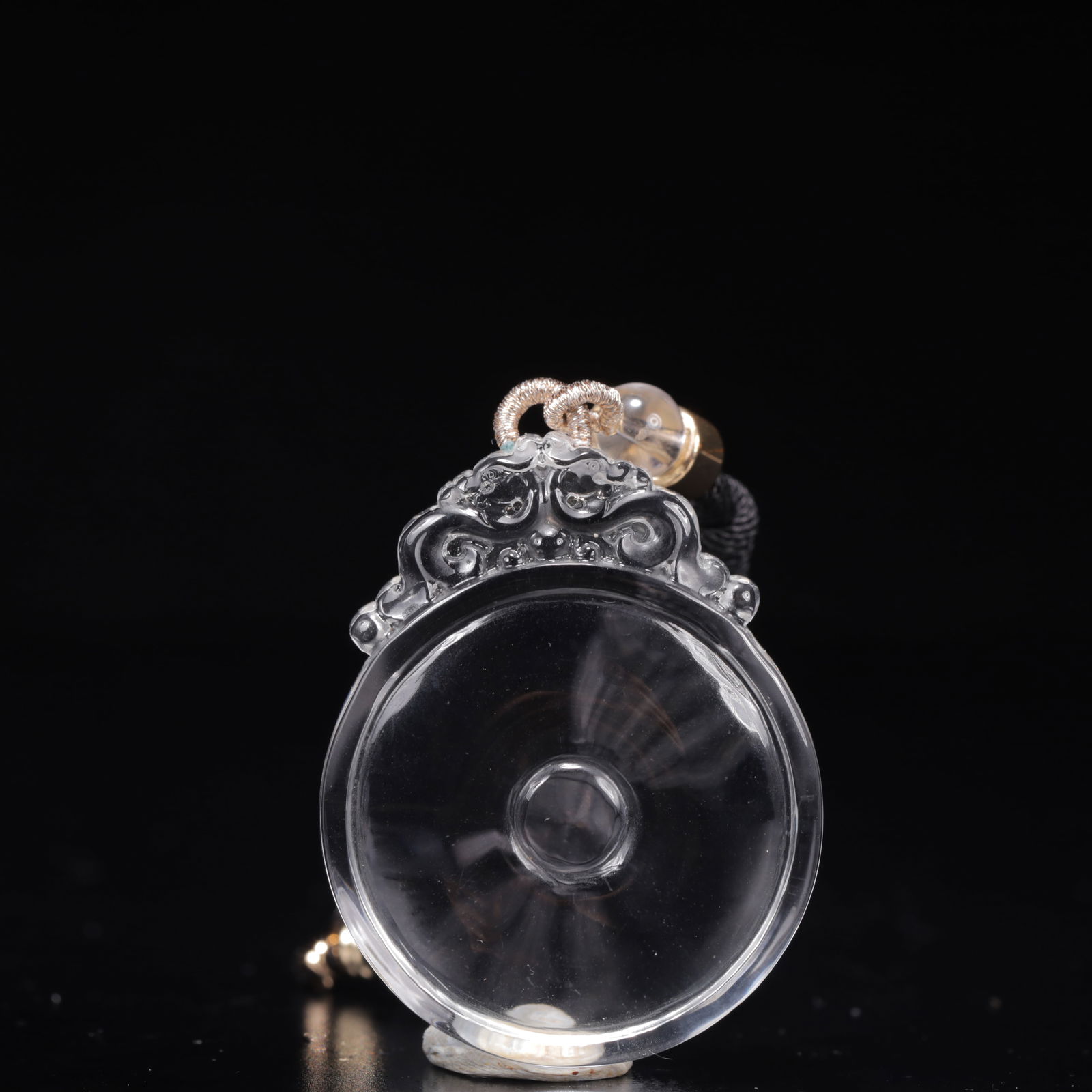 An Exquisite Crystal Dragon and Phoenix Pattern Pendant: An Exquisite Crystal Dragon and Phoenix Pattern Pendant,Size:1.8inx0.6inx2in,Weight:49g 水晶龙凤纹挂件