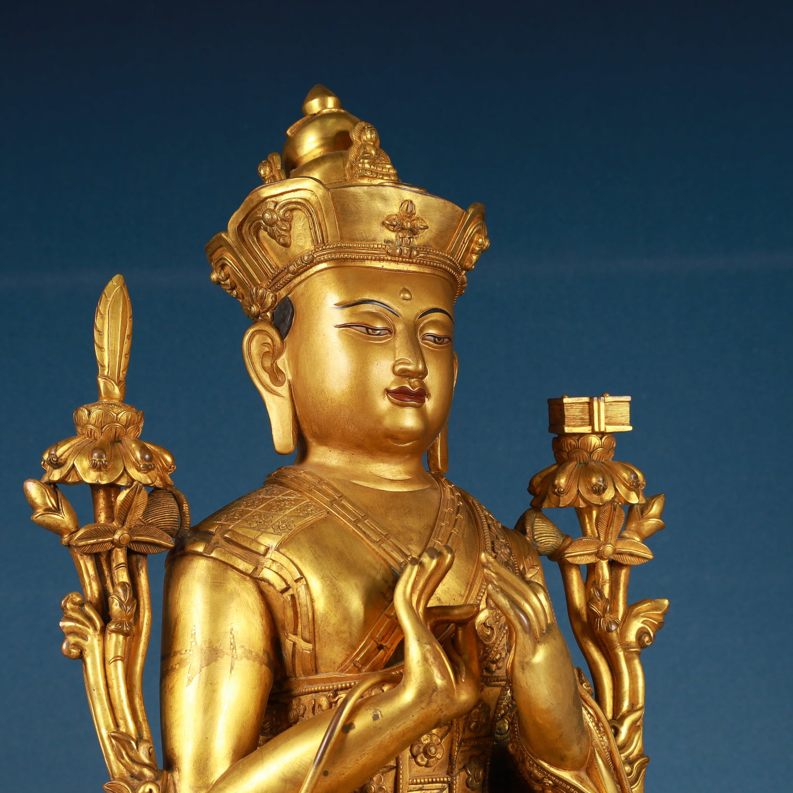 A Solemn Gilt Bronze Statue of Manjusri - 10
