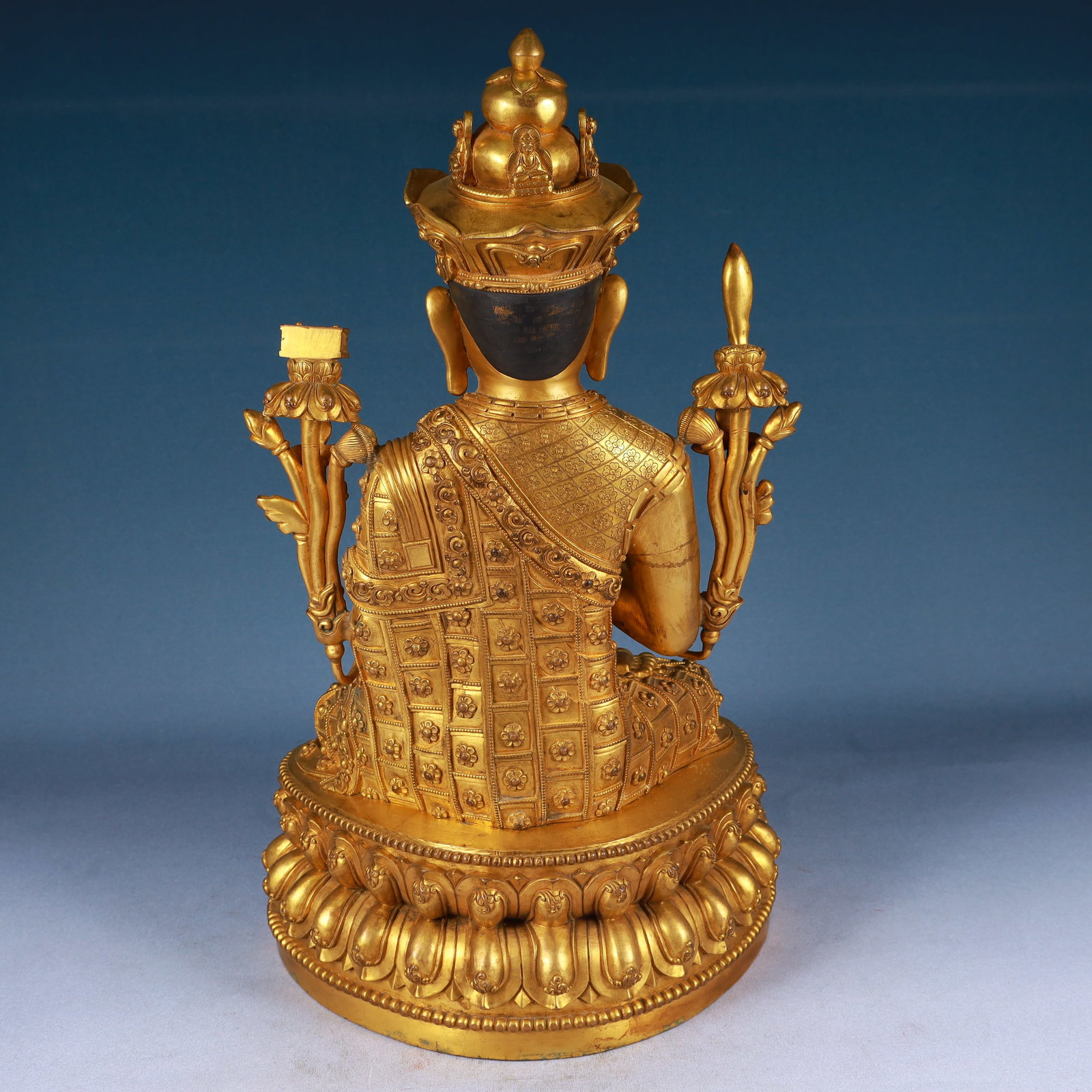 A Solemn Gilt Bronze Statue of Manjusri - 12