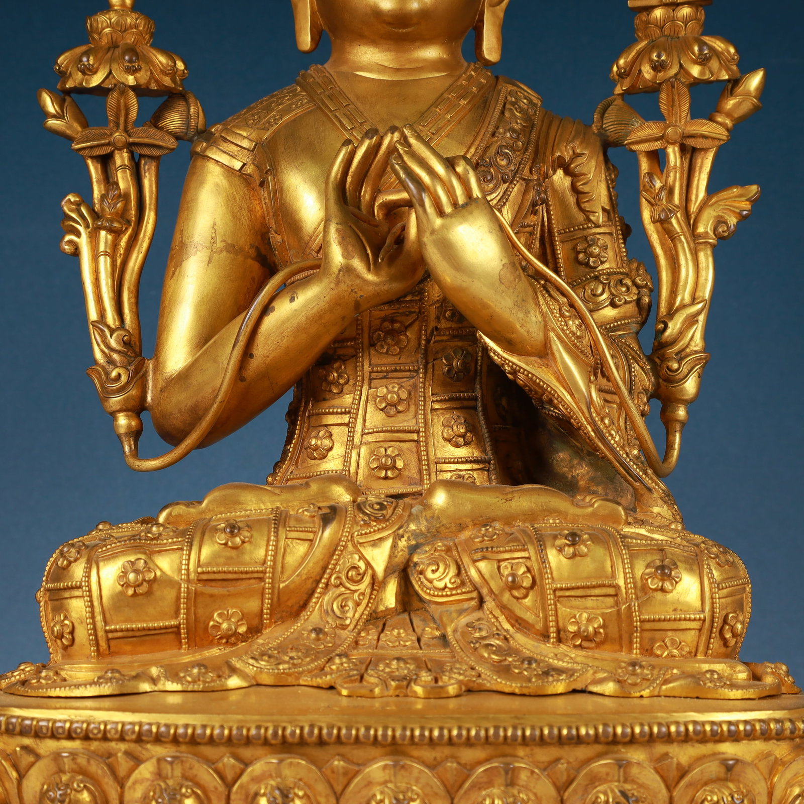 A Solemn Gilt Bronze Statue of Manjusri - 4