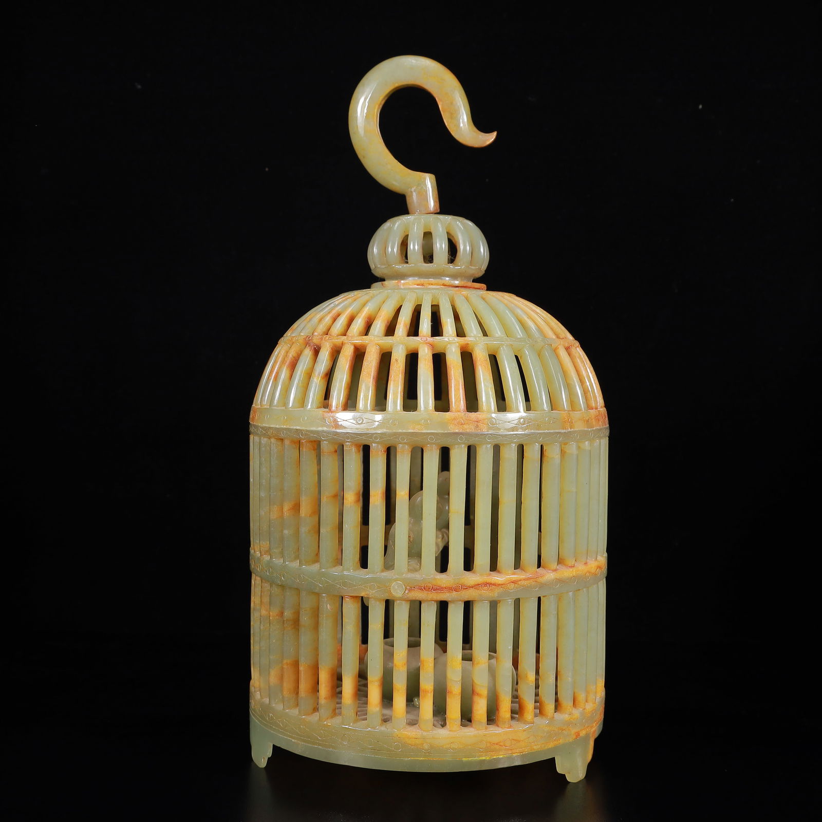 An Exquisite White Jade Birdcage: An Exquisite White Jade Birdcage,Qing Dynasty,China,Qianlong Four-Character Mark 白玉鸟笼,中国清代,乾隆四字款