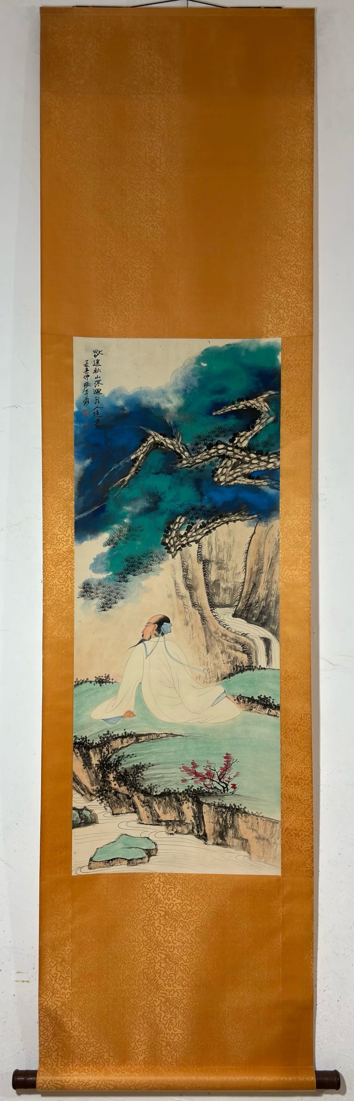 A Chinese Vertical Scroll Ink Painting of Figure on Paper: A Chinese Vertical Scroll Ink Painting of Figure on Paper,Zhang Daqian,Size:42.1inx16.3in 
