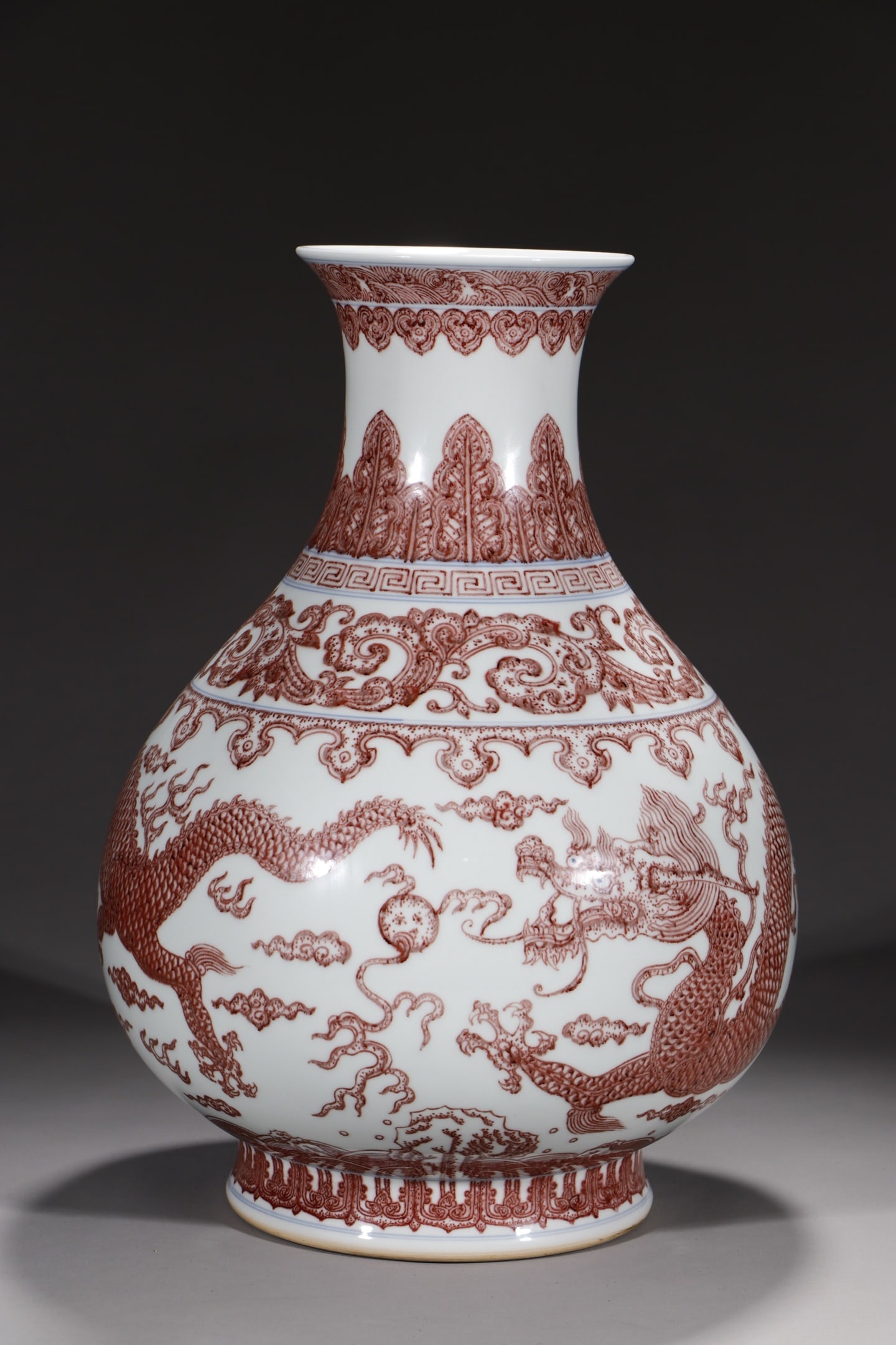 An Exquisite Underglaze-Red Auspicious Cloud and Dragon Pattern Vase - 6