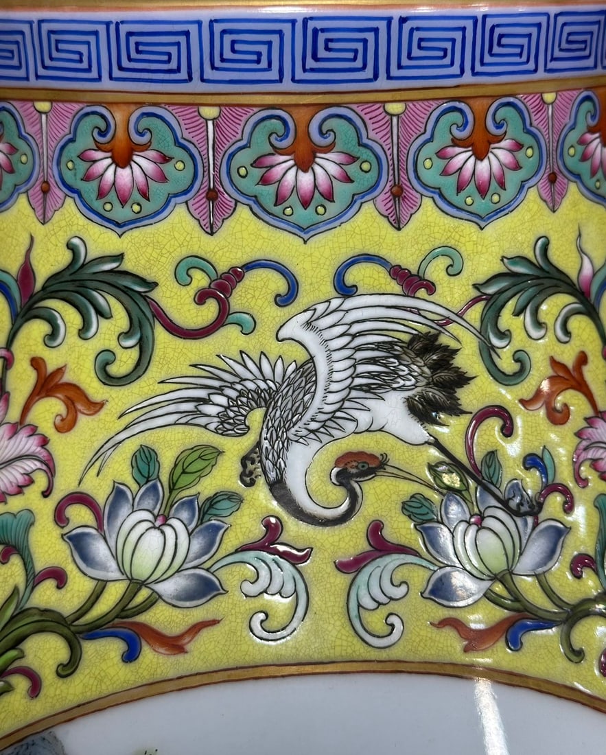 A Huge Yellow Ground Enamel Landscape Pattern Double-Ears Vase?with Poem - 11