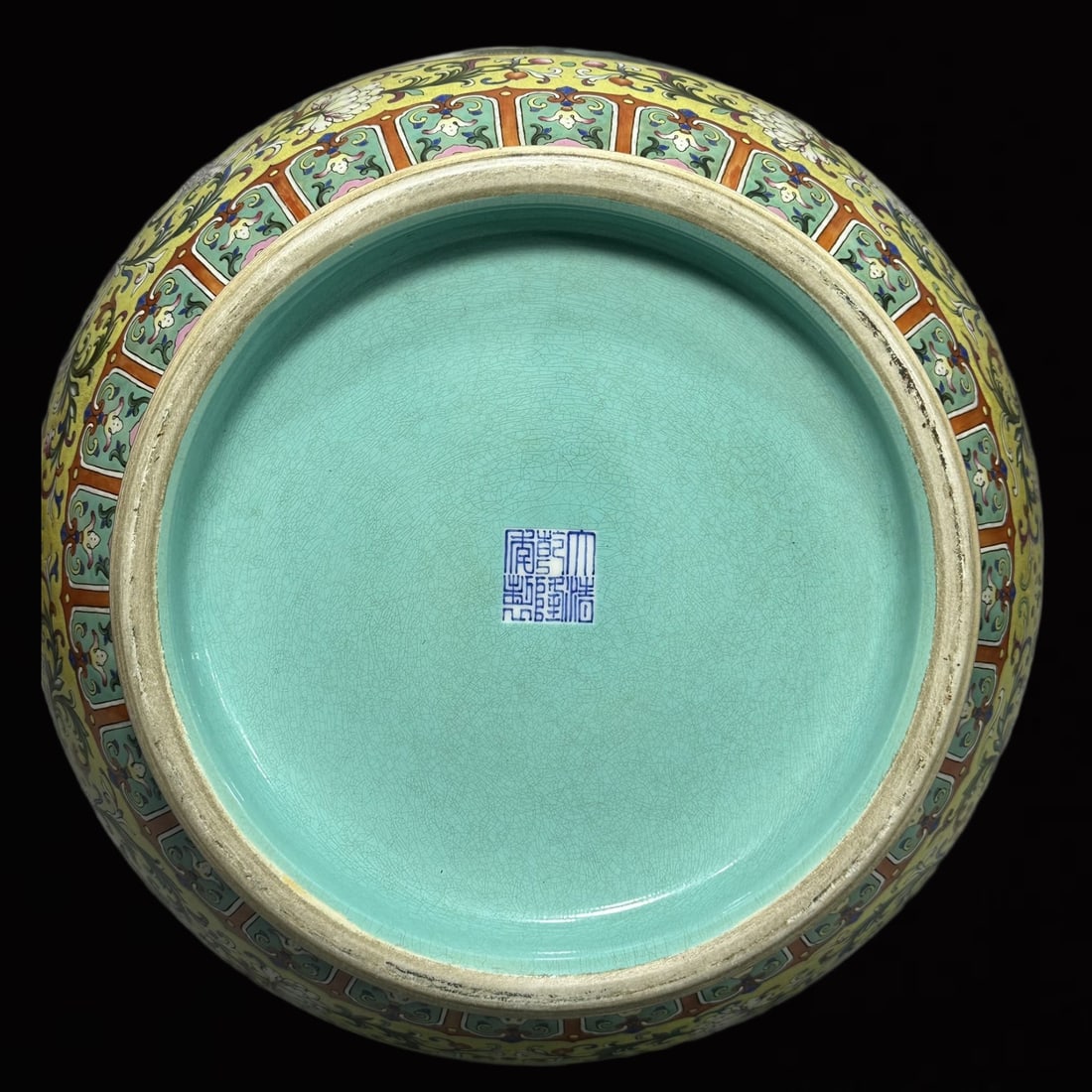 A Huge Yellow Ground Enamel Landscape Pattern Double-Ears Vase?with Poem - 5