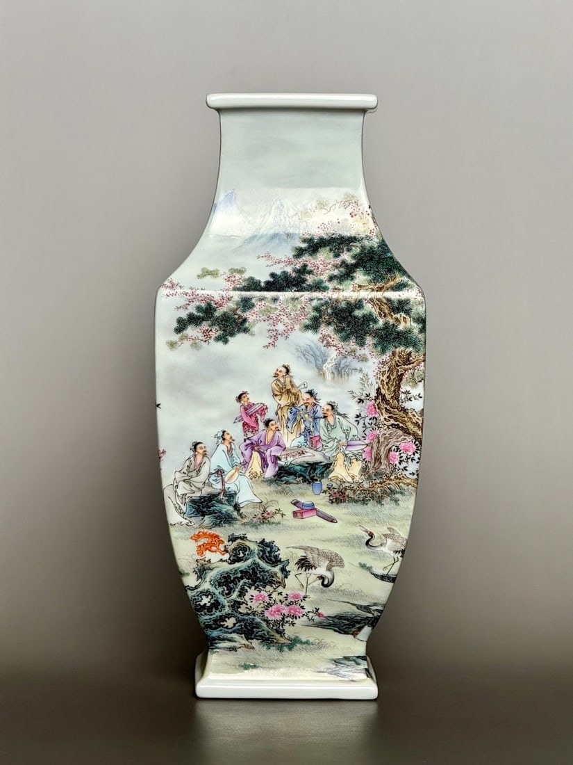An Exquisite Famille-Rose Character and Story Pattern Vase (1 of 9)