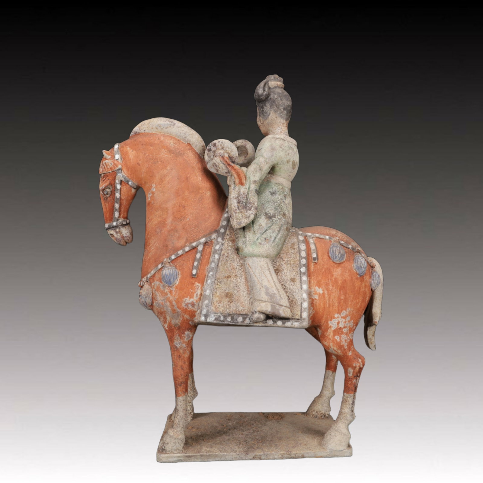 A Rare Tang Tri-Color Glazed Pottery Figure Riding Horse Ornaments - 10