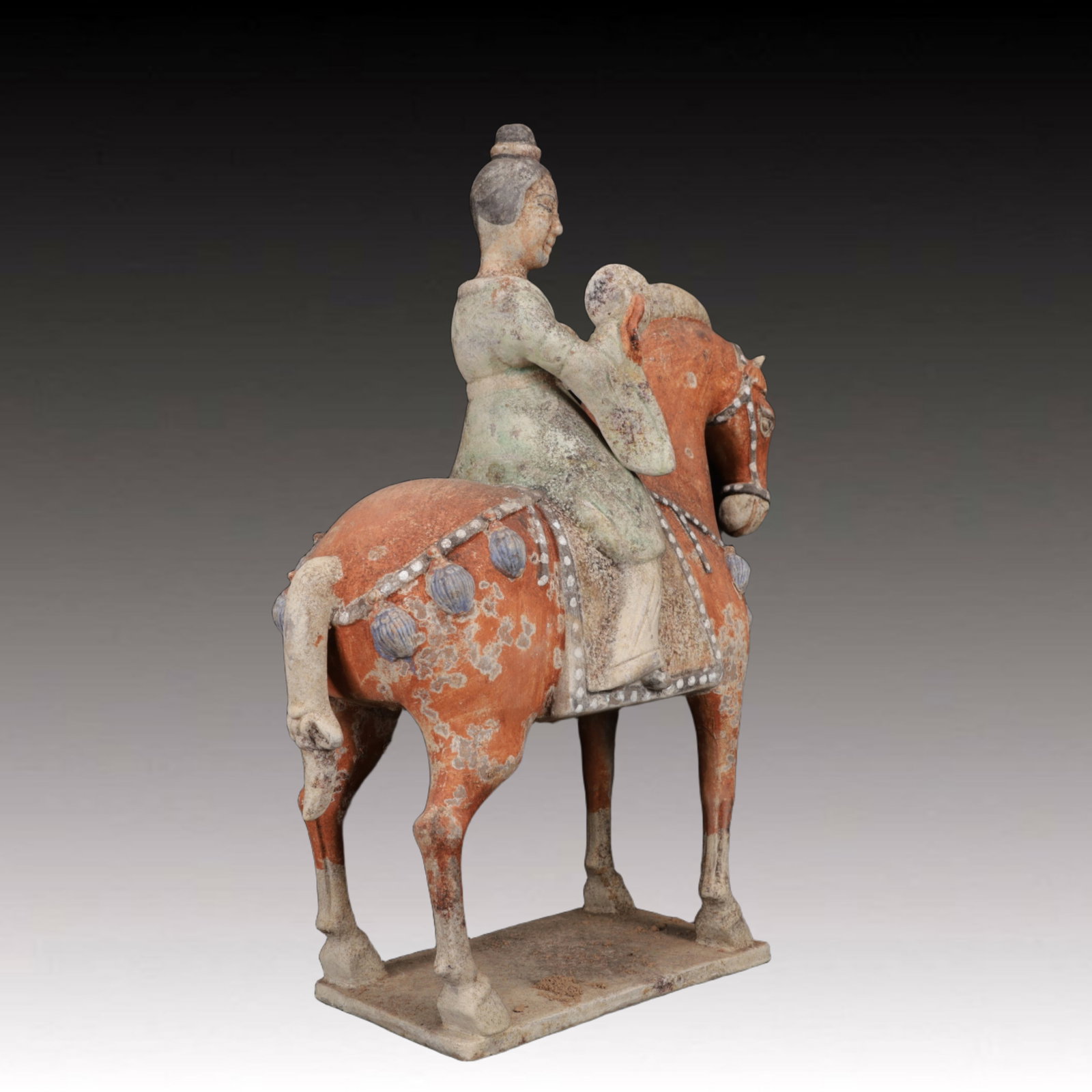 A Rare Tang Tri-Color Glazed Pottery Figure Riding Horse Ornaments - 12