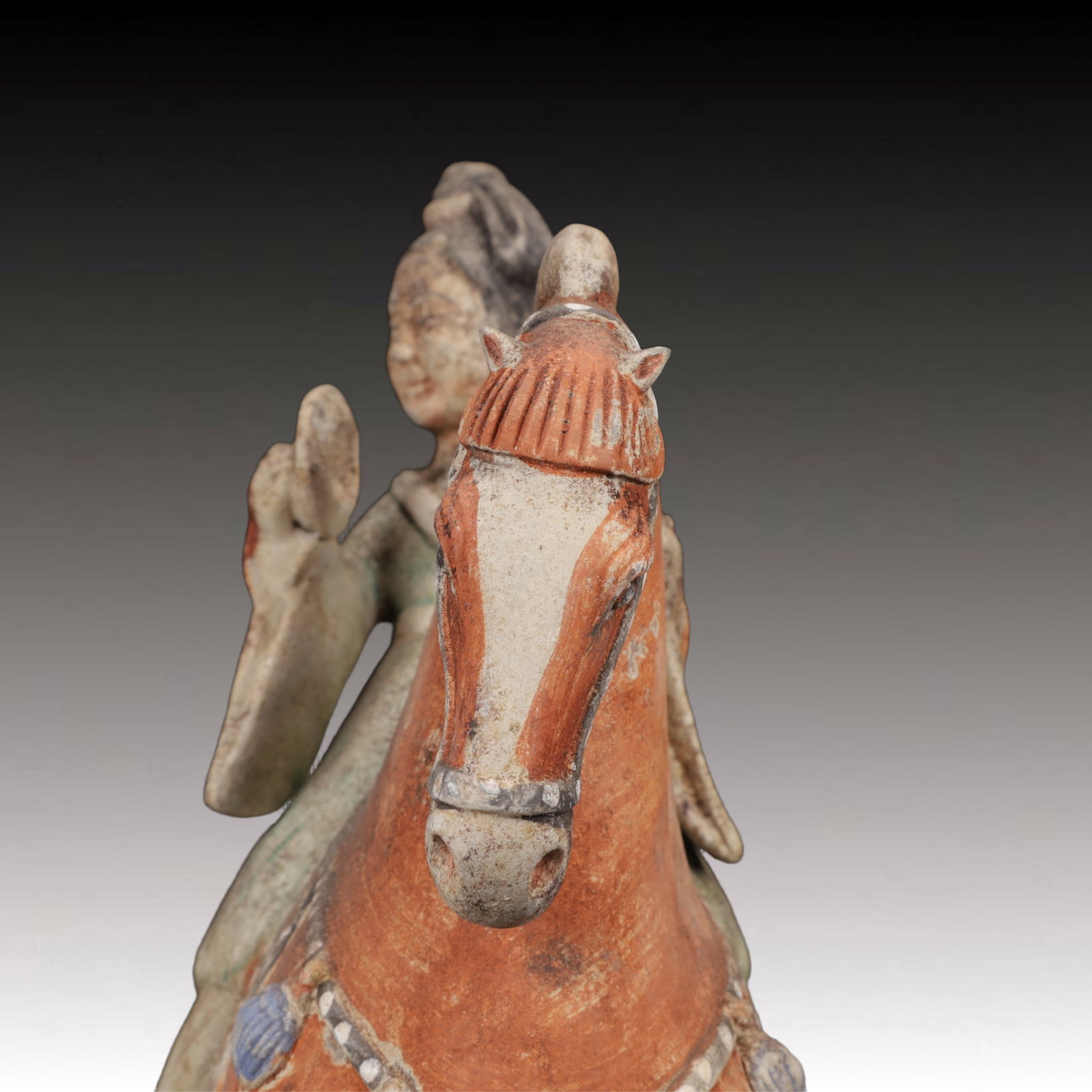 A Rare Tang Tri-Color Glazed Pottery Figure Riding Horse Ornaments - 8