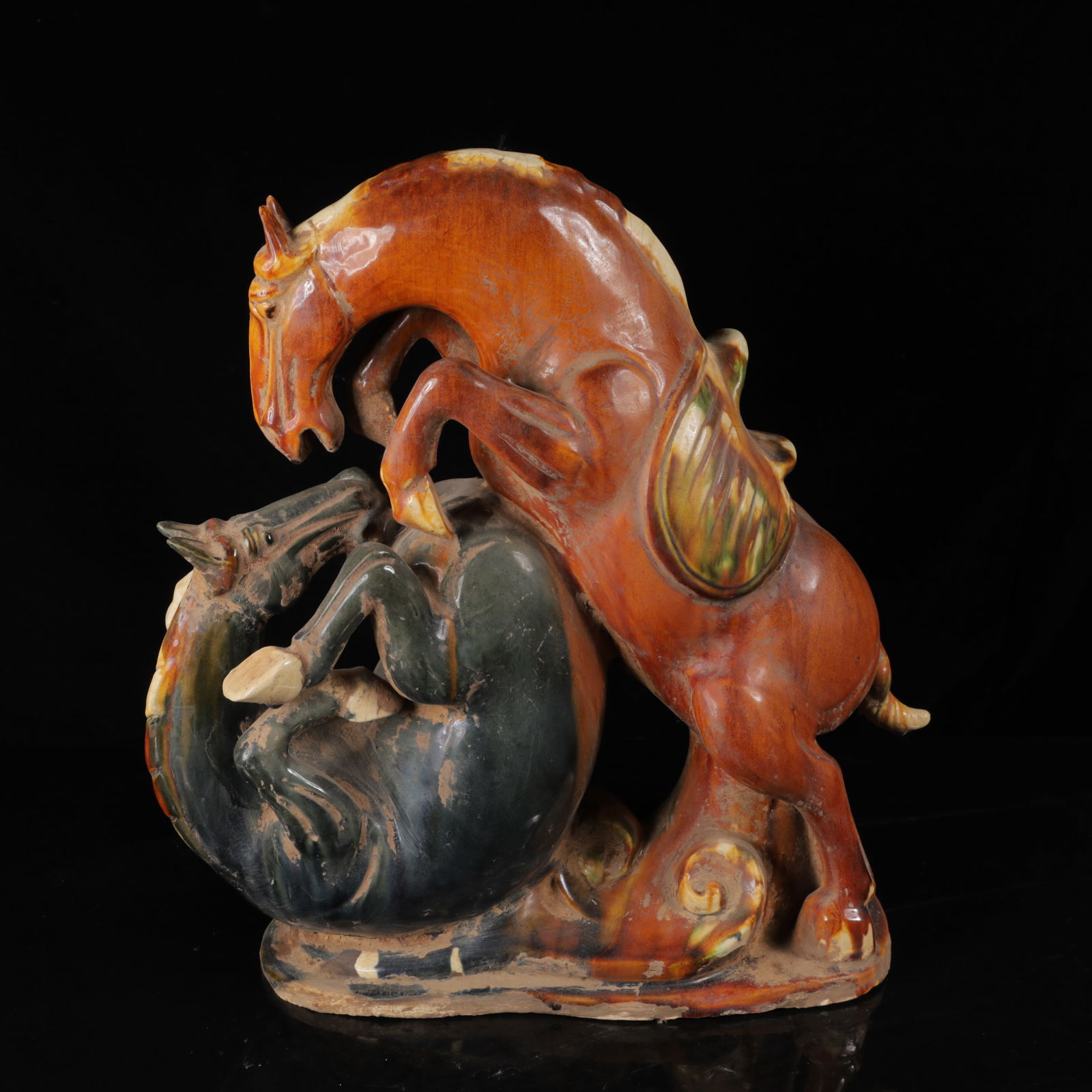 An Exquisite Tang Tri-Color Glazed Pottery Horse Ornament (1 of 13)