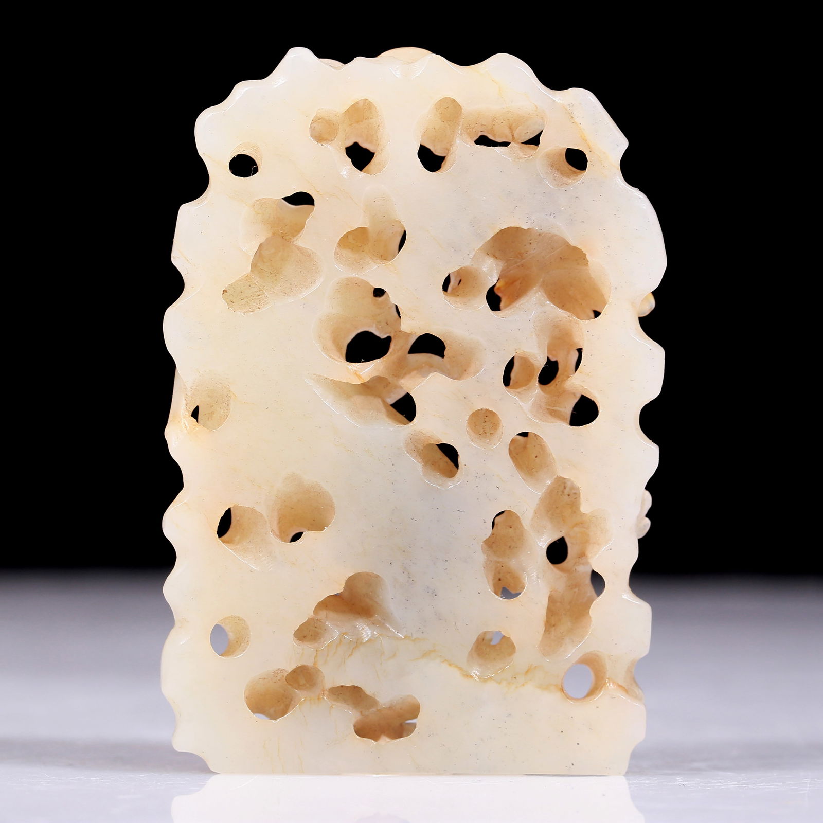 An exquisite white jade lion pattern plate - 4