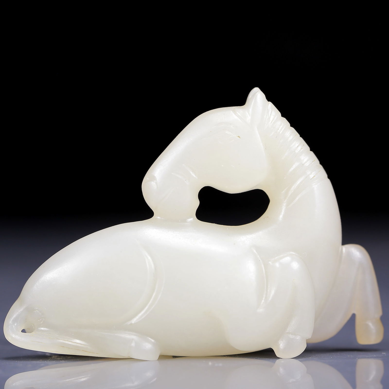 An Exquisite White Jade Horse Pendant (1 of 5)