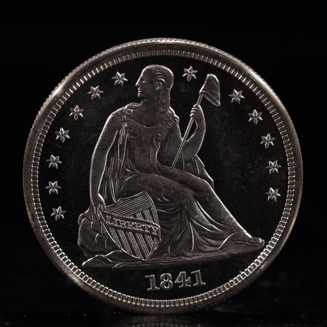 USA One Dollar 1841 Coin: American coin. IN GOD WE TRUST / LIBERTY / 1841 / UNITED STATES OF AMERICA / ONE DOL. Weight:26.9g.