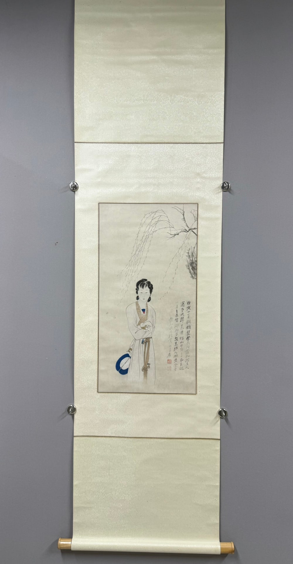 A Chinese Vertical Scroll Ink Painting of Character and Story on Paper: A Chinese Vertical Scroll Ink Painting of Character and Story on Paper,Zhang Daqian,Size:25.6inx13in 