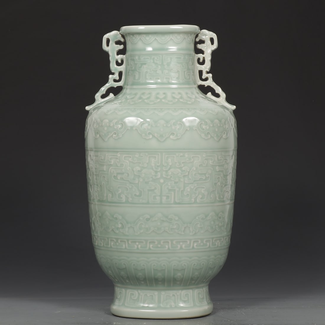 An Exquisite Celadon Glazed Dragon Pattern Double-Ears Vase - 6