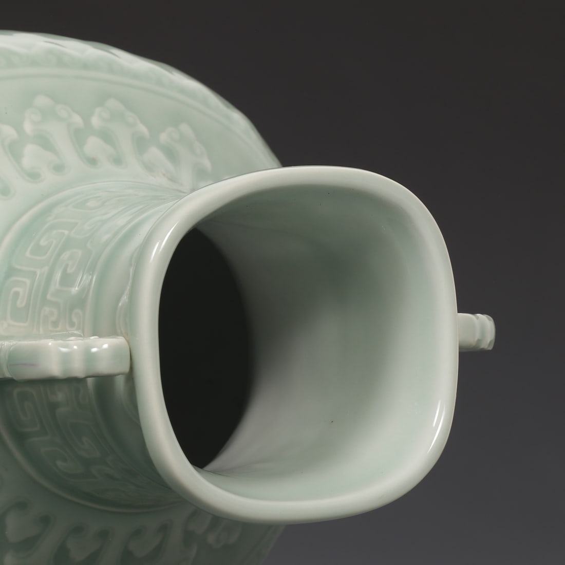 An Exquisite Celadon Glazed Dragon Pattern Double-Ears Vase - 8