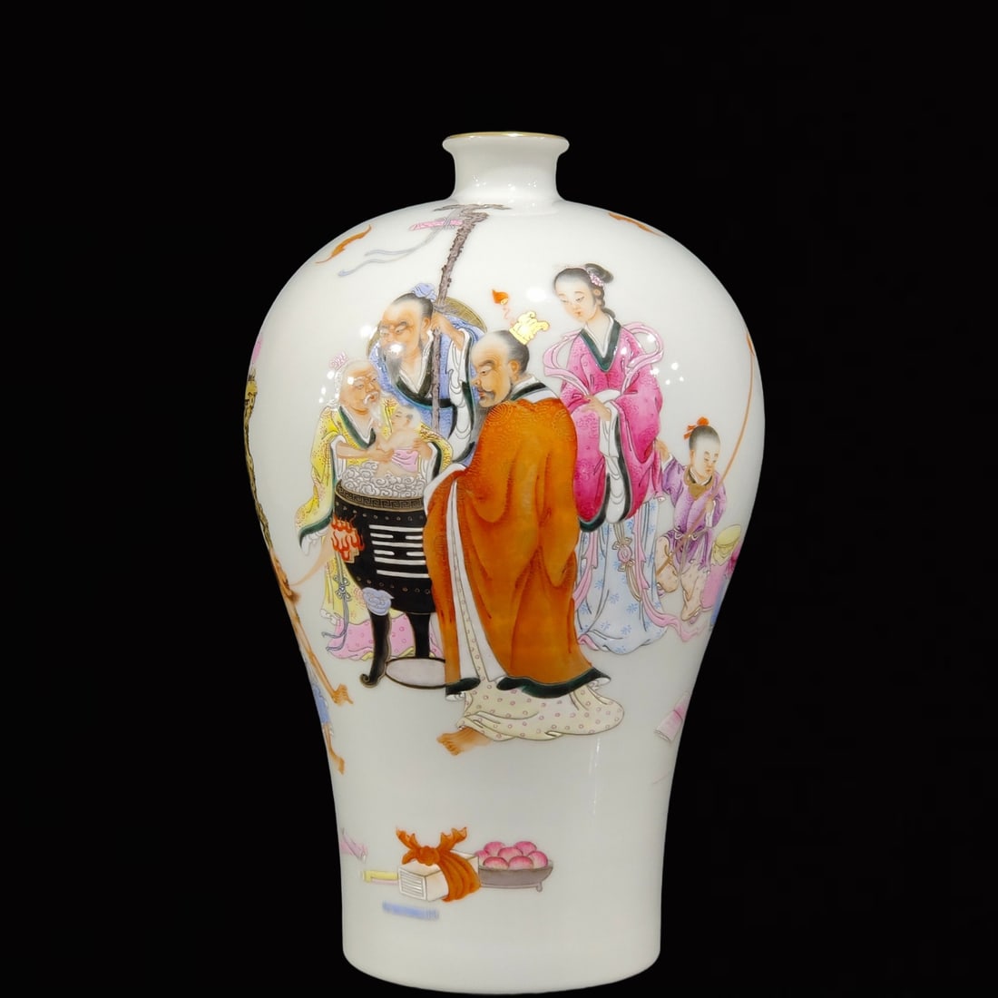 A Rare Famille-Rose Figure and Story Pattern Vase,with Poem: A Rare Famille-Rose Figure and Story Pattern Vase,with Poem,Qing Dynasty,China,Yongzheng Six-Character Mark,Size:13inx7.5in 