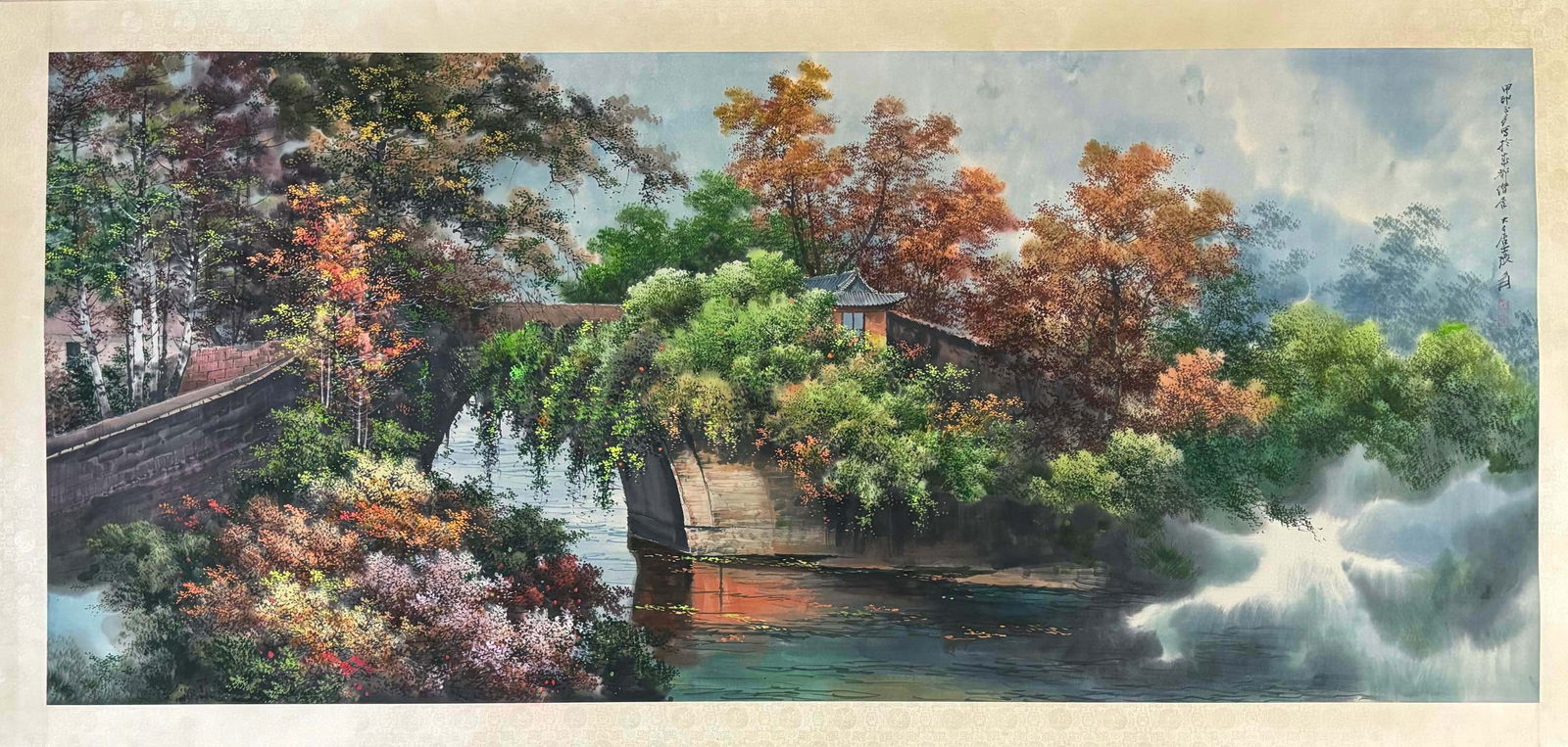 A Chinese Ink Painting of Landscape on Paper: A Chinese Ink Painting of Landscape on Paper,Zhang Daqian,Size:79.1inx35in 一幅中国水墨山水画,张大千