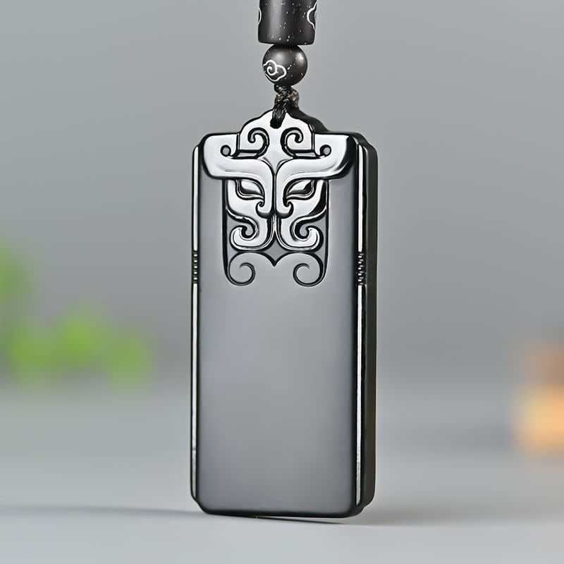 An Exquisite Cyan jade Beast-Face Pattern Pendant: An Exquisite Cyan jade Beast-Face Pattern Pendant 青玉兽面纹挂件