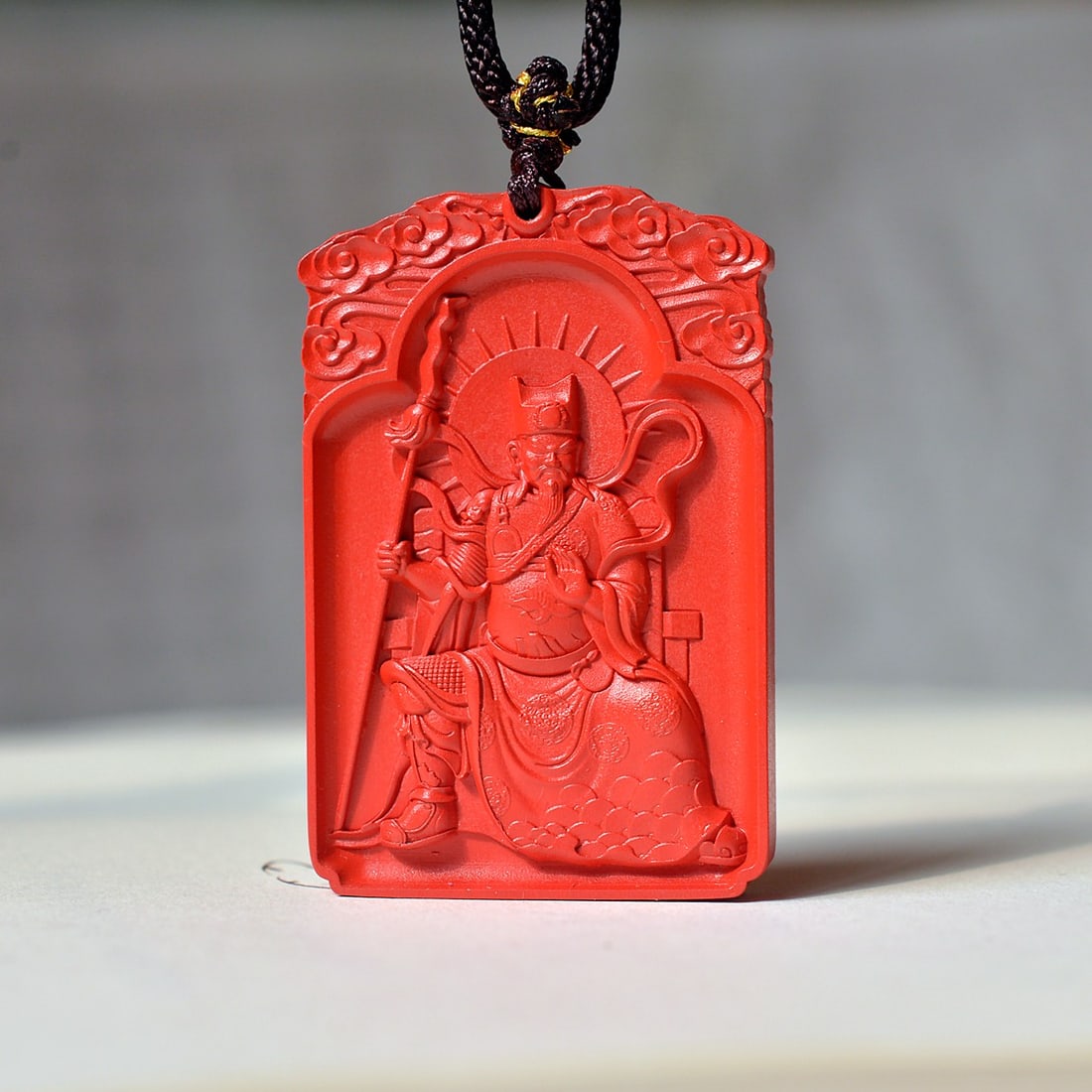 An Exquisite Cinnabar Figure Pattern Pendant - 3