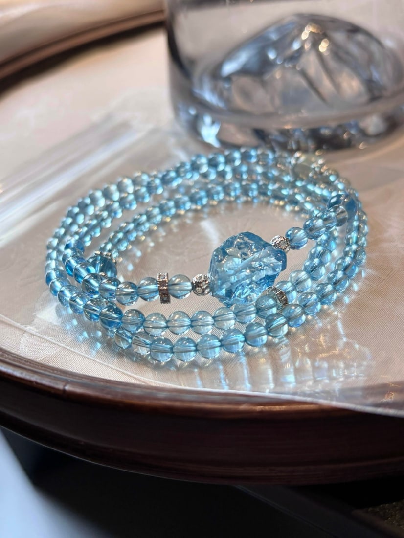 An Exquisite Aquamarine Bracelets: An Exquisite Aquamarine Bracelets,Size:0.2in,Weight:21.3g 海蓝宝手链