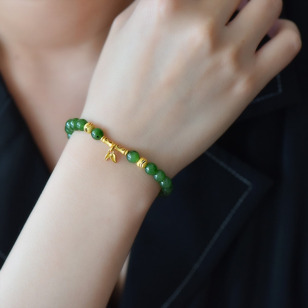 An Exquisite Sterling Silver-Gold Plated Inlaid Jasper Bracelet (1 of 6)