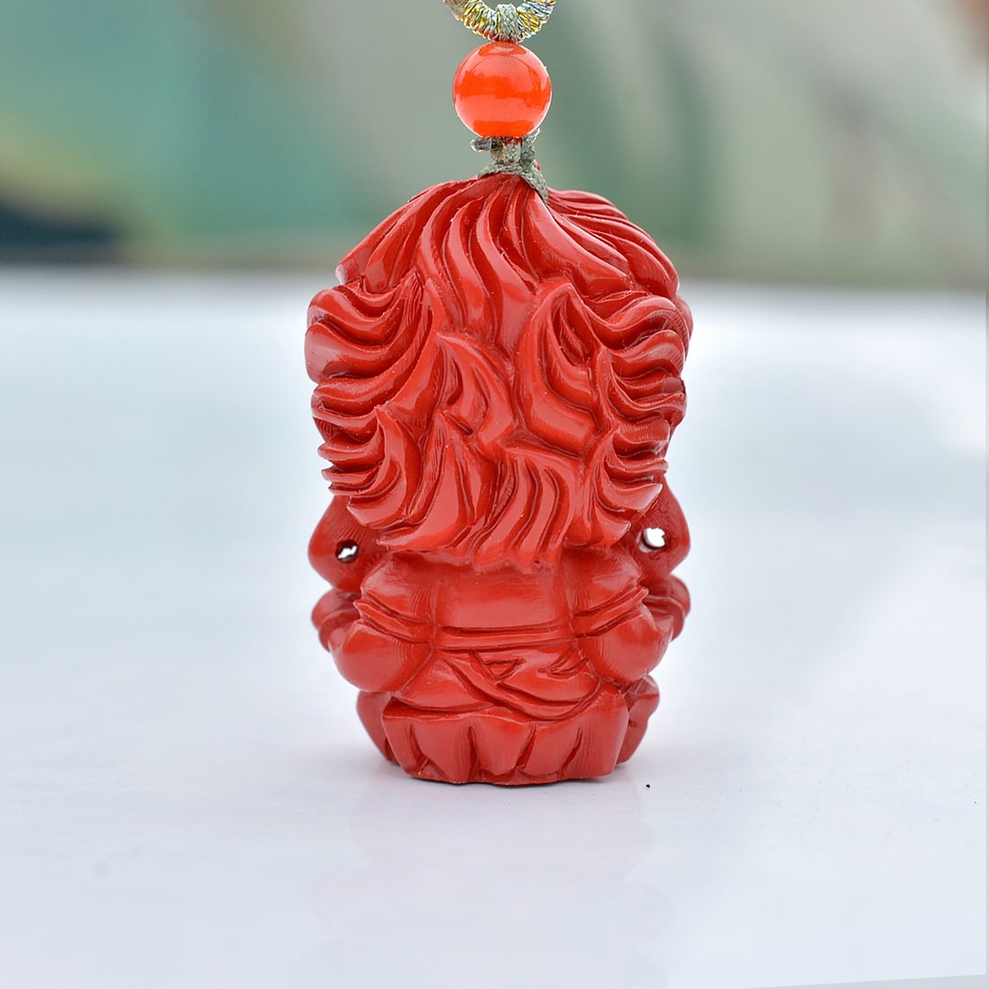 An Exquisite Cinnabar Buddha Pattern Pendant - 4