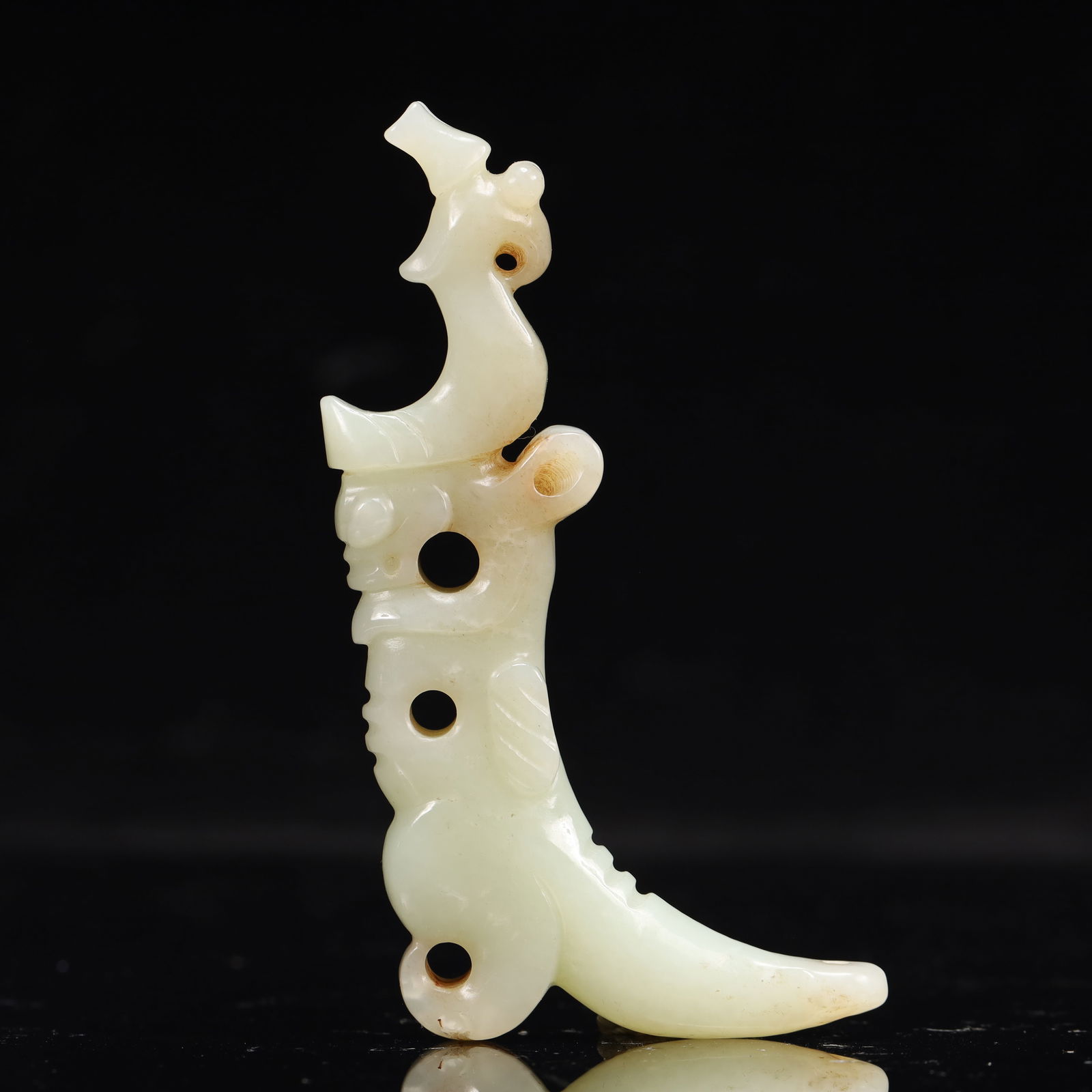 An Archaic Hongshan Culture White Jade Pendant: An Archaic Hongshan Culture White Jade Pendant,Ancient Time, China,Size:1.4inx4.9in,Weight:112g 
