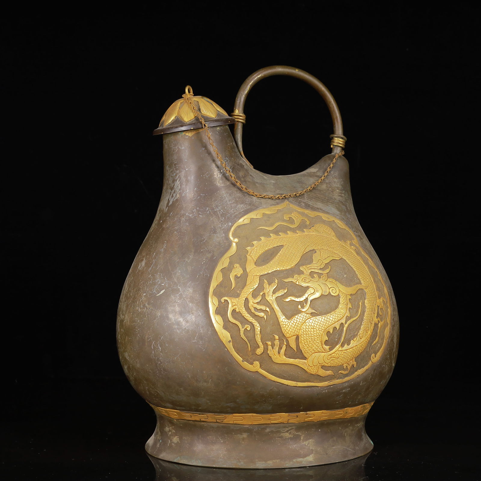 An Exquisite Gilt Silver Dragon Pattern Ewer - 6