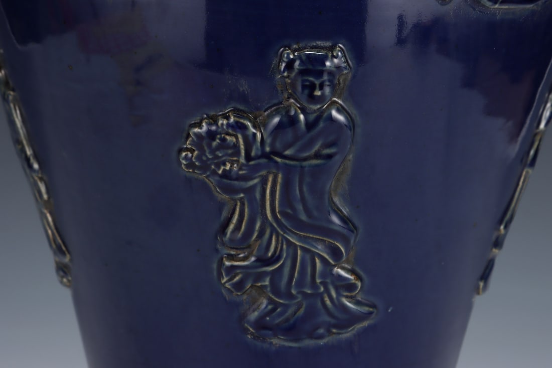 A Huge Ji Blue Glazed Figure Pattern Bottle - 6