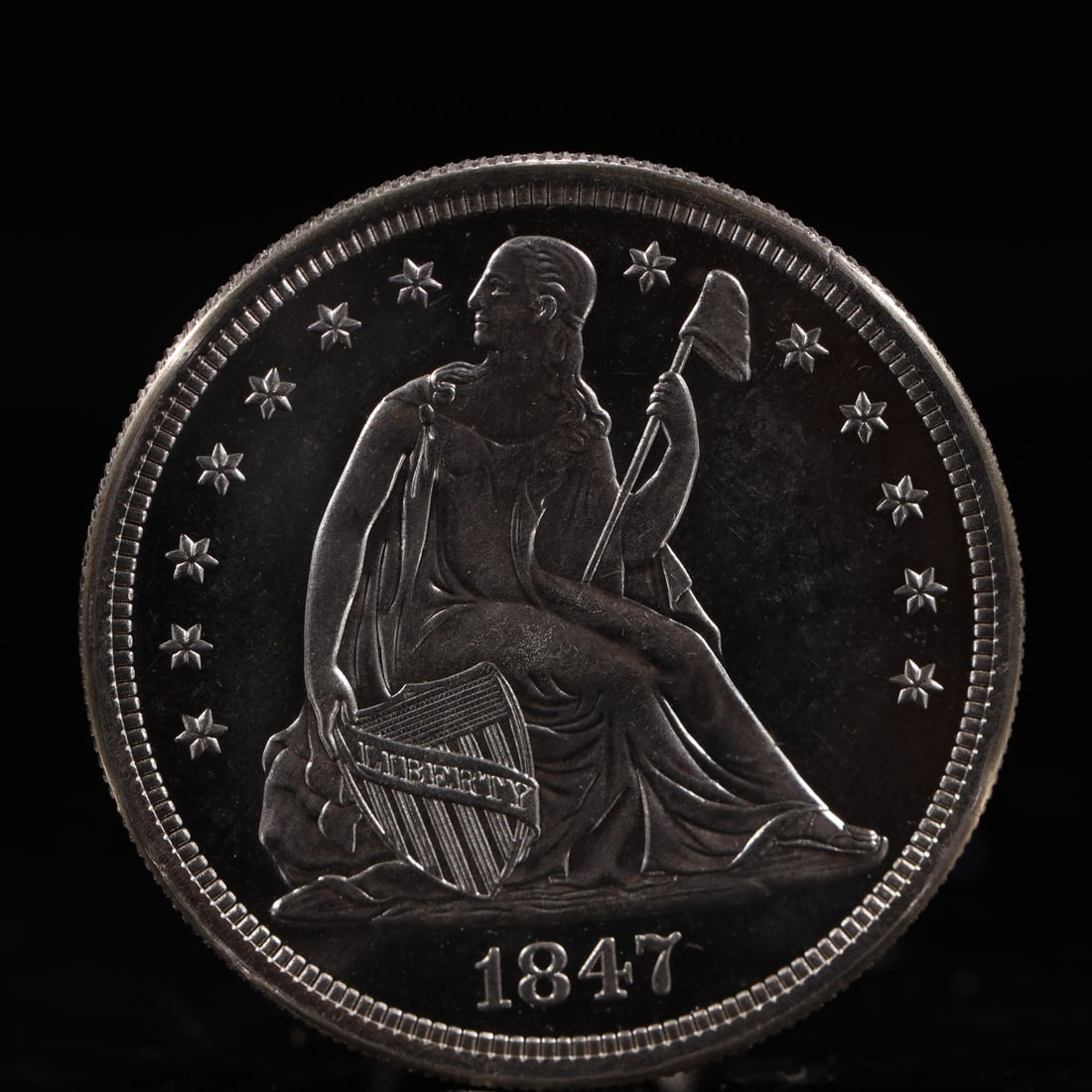 USA One Dollar 1847 Coin: American coin. IN GOD WE TRUST / LIBERTY / 1847 / UNITED STATES OF AMERICA / ONE DOL. Weight:26.9g.