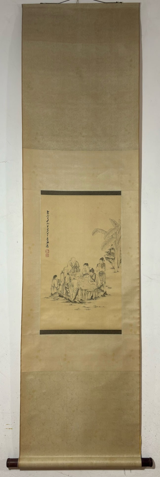 A Chinese Vertical Scroll Ink Painting of Figure on Paper: A Chinese Vertical Scroll Ink Painting of Figure on Paper,Zhang Daqian,Size:23.2inx14in 