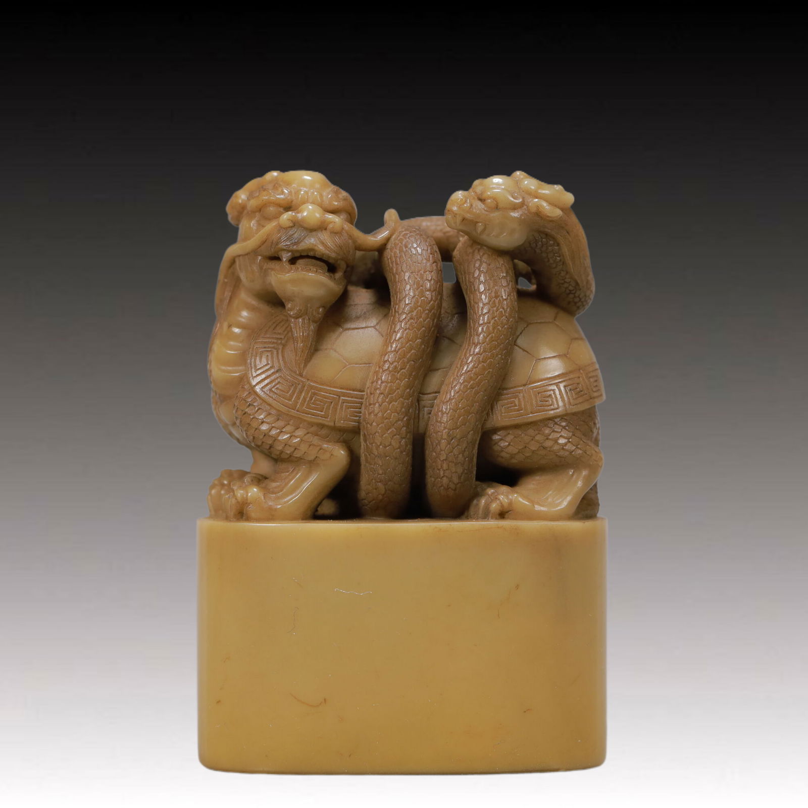 An Exquisite Shoushan Stone Dragon Turtle Seal: An Exquisite Shoushan Stone Dragon Turtle Seal,Qing Dynasty,China,Size:2inx0.9inx2.8in,Weight:200g 寿山石龙龟印章,中国清代