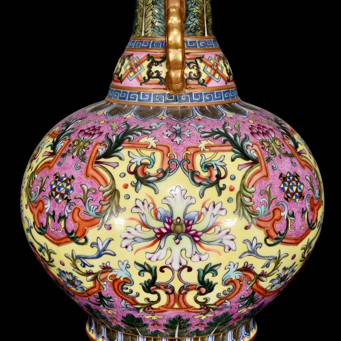 A Rare Enamel Lotus Pattern Double-Ears Vase - 6