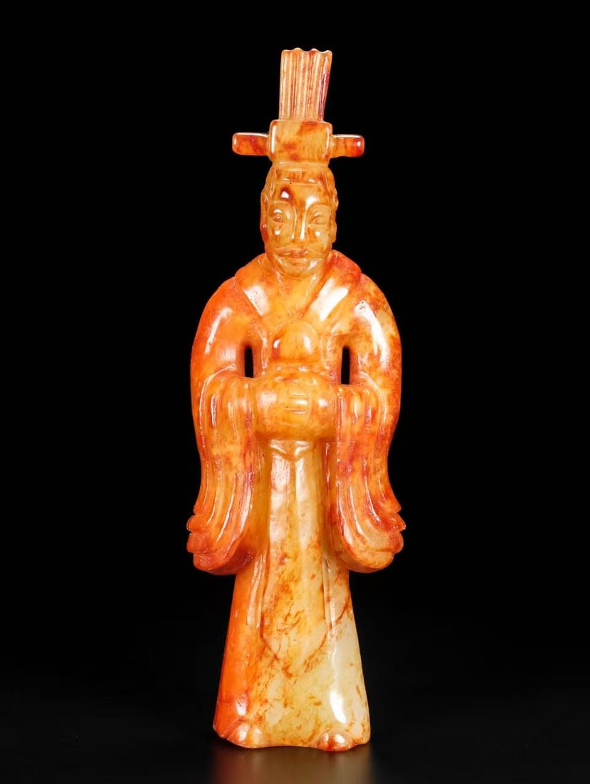 An Exquisite Archaic Jade Figure Ornament: An Exquisite Archaic Jade Figure Ornament,Ancient Time,China,Size:1.6inx0.7inx5.1in,Weight:128g 高古玉人物摆件,中国远古时期