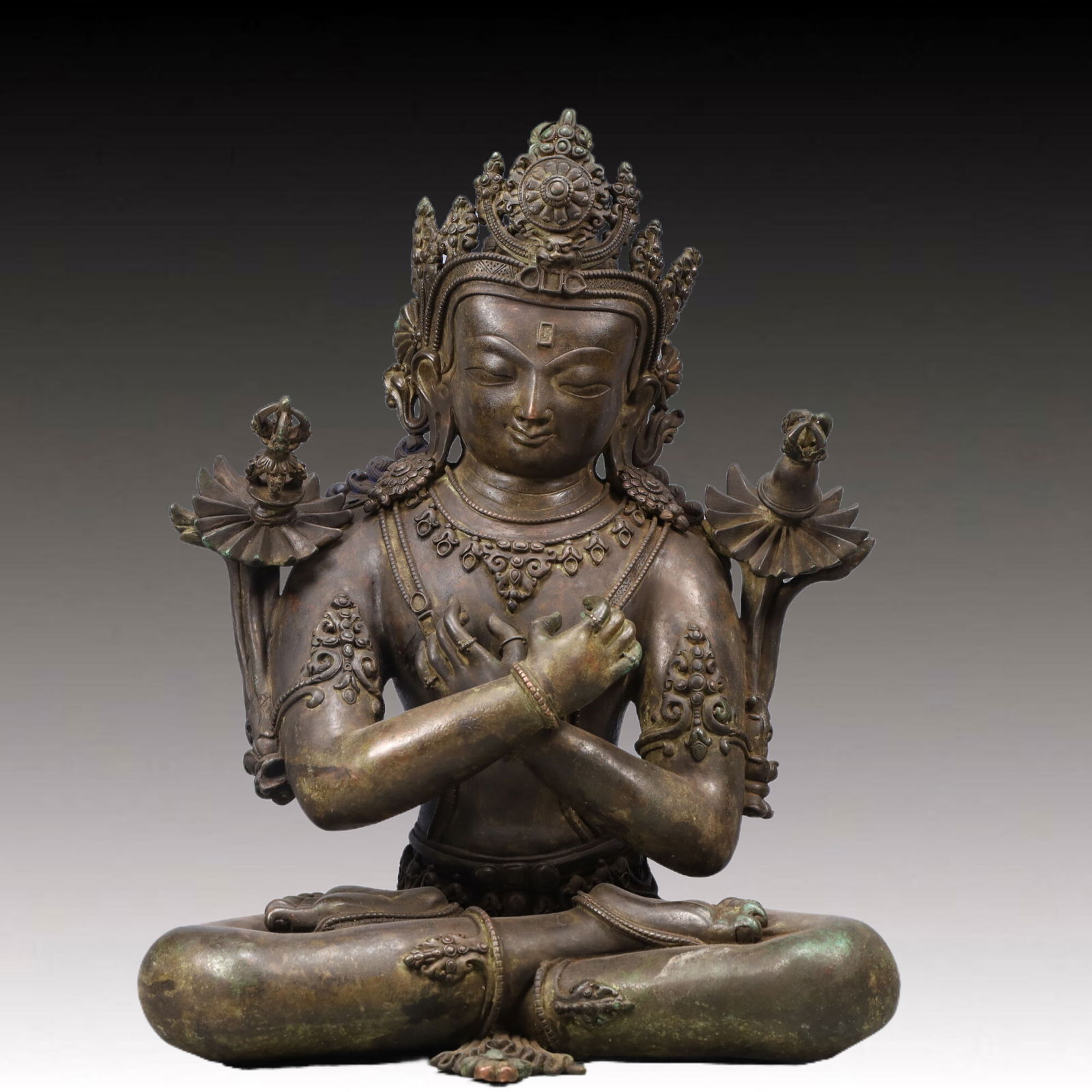 A Solemn Bronze Statue of Tara: A Solemn Bronze Statue of Tara,Ming Dynasty, China,Size:37x23x18.5in,Weight:12050g 
