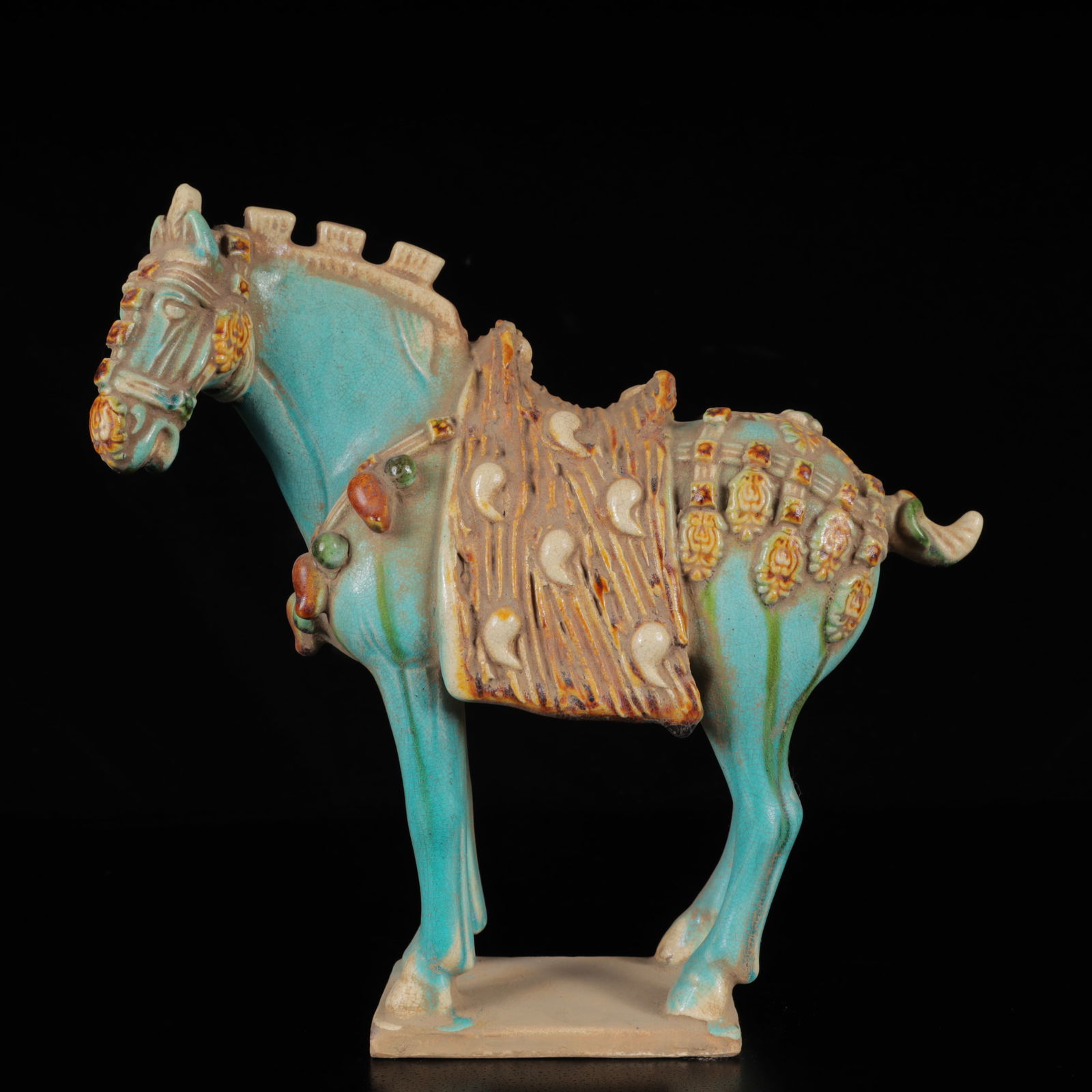 An Exquisite Tang Tri-Color Glazed Pottery Horse Ornament (1 of 12)