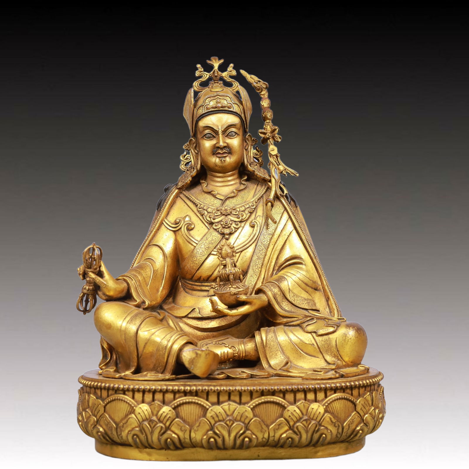A Solemn Gilt BronzeStatue of Padma Sambhava (1 of 10)