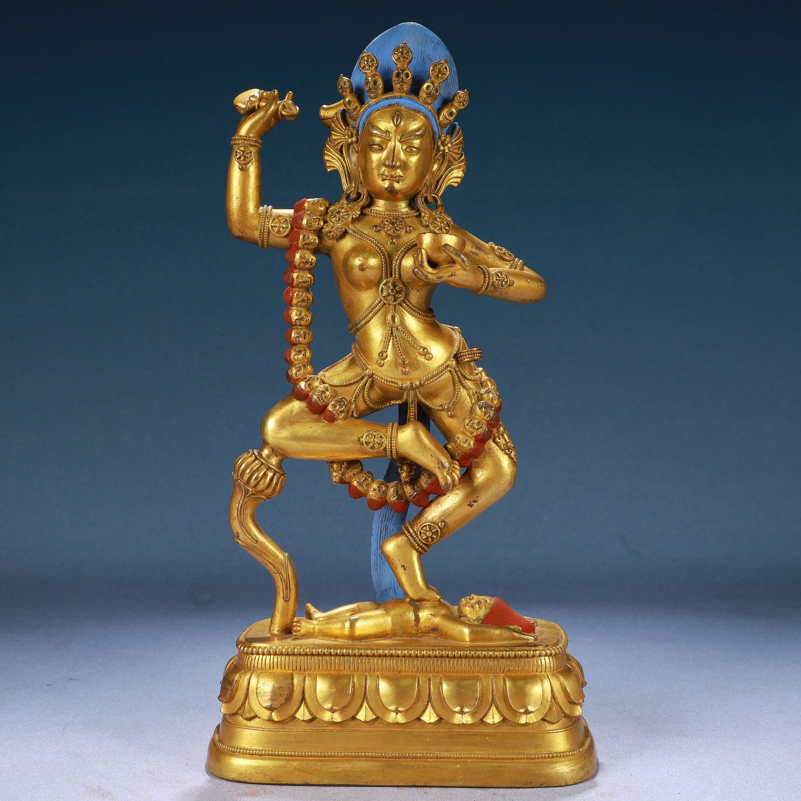 A Solemn Gilt Bronze Statue of Gautama’s Mother: A Solemn Gilt Bronze Statue of Gautama’s Mother,Qing Dynasty, China,Size:6.3inx3.1inx12.6in,Weight:4000g 铜鎏金佛母像,中国清代