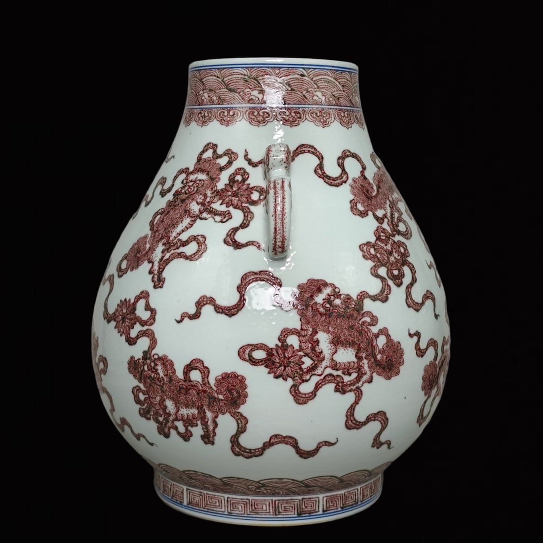 An Exquisite Underglaze-Red Lion Pattern Double-Ears Jar - 2