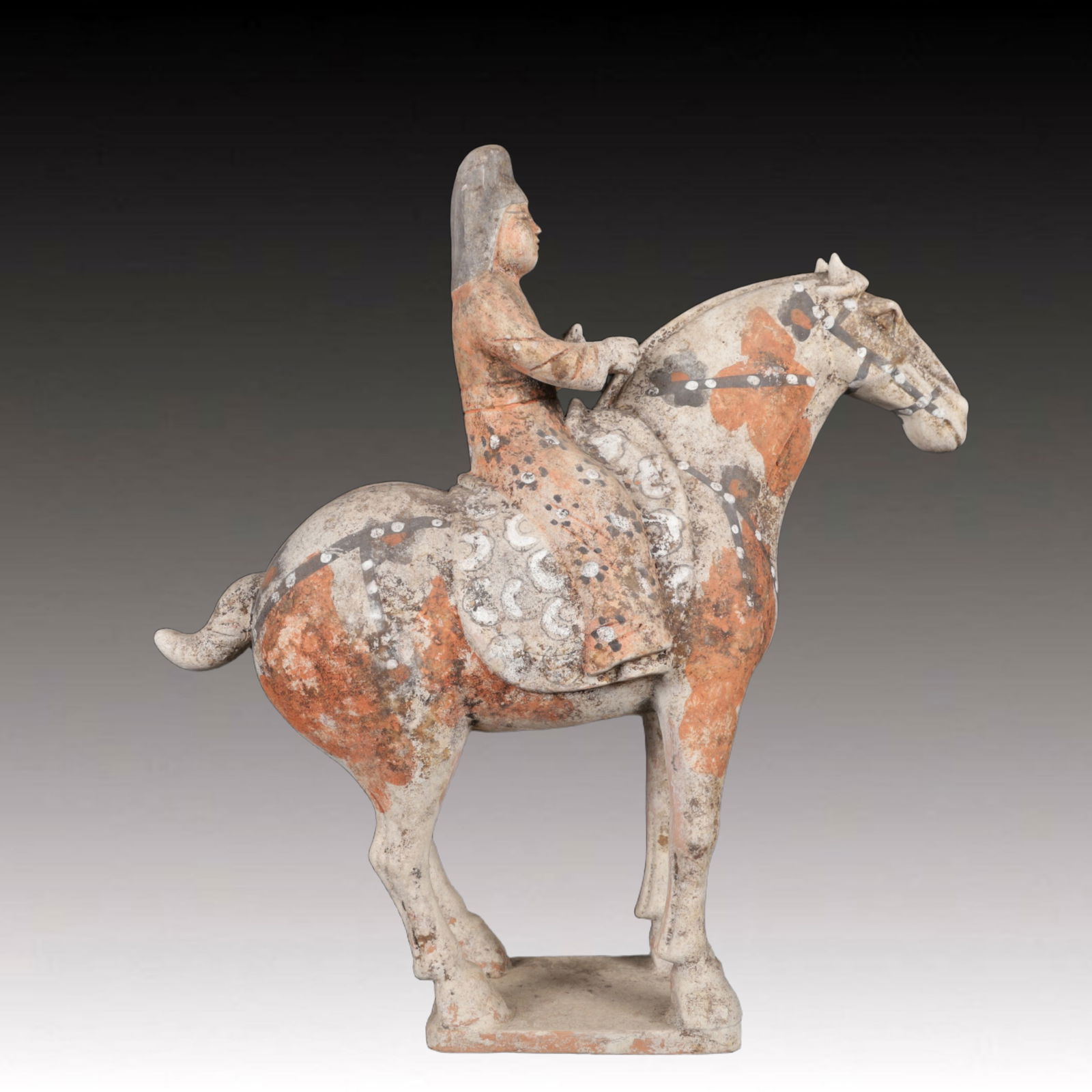A Rare Tang Tri-Color Glazed Pottery Figure Riding Horse Ornaments (1 of 12)